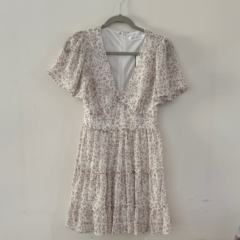 All In Favor Cream Mini Dress With Dusty Pink Floral